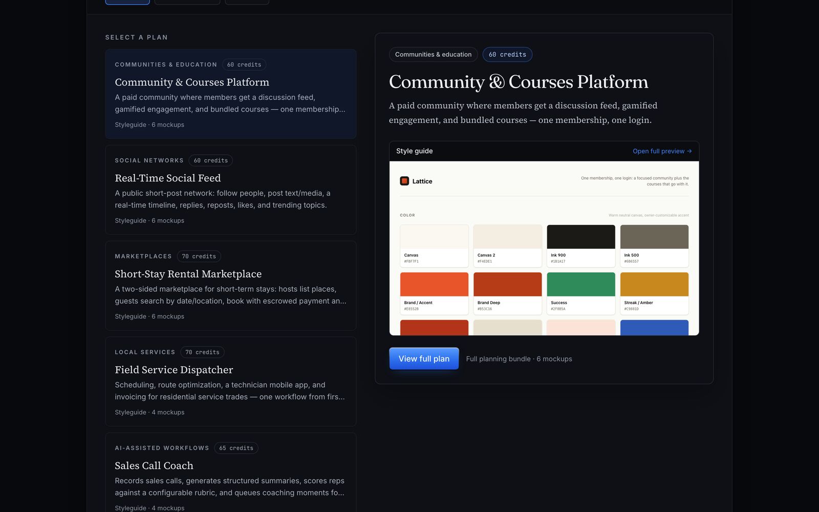 The BuildThisWebApp planner, showing a generated brief for a web application.