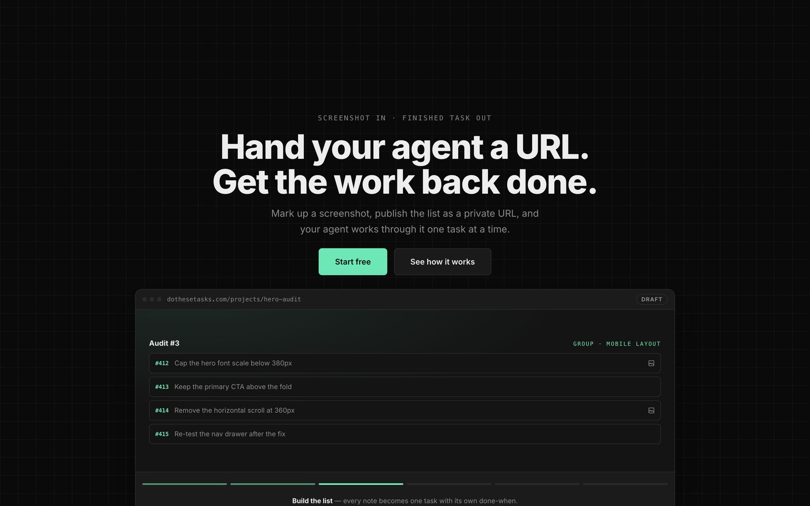 The DoTheseTasks editor, showing a marked-up screenshot beside its task list.